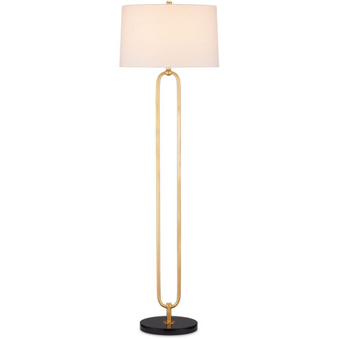 Glossary 66.5 inch 150.00 watt Contemporary Gold Leaf/Natural Floor Lamp Portable Light