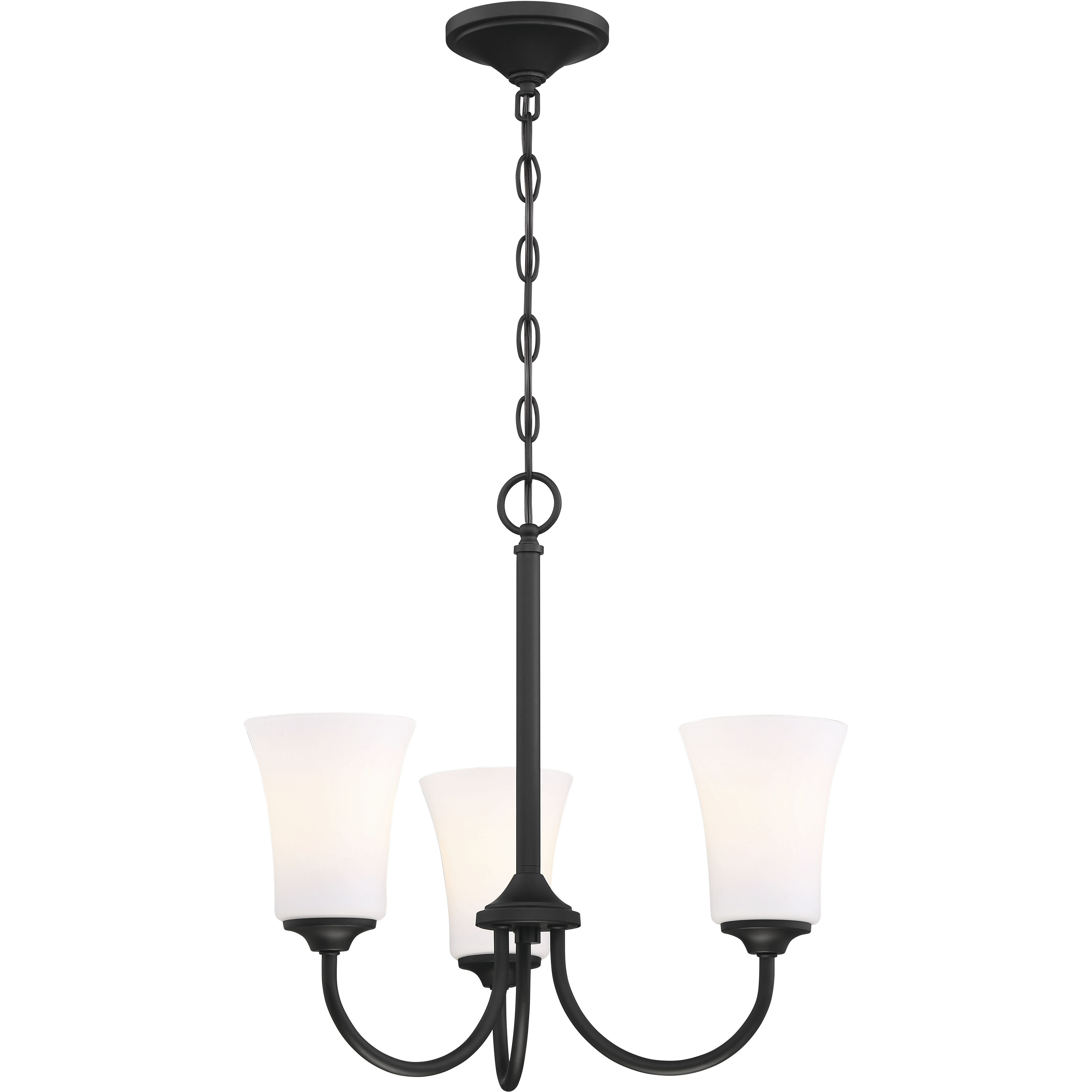 Neighborhood Gwyneth 3 Light 20 inch Flat Black Chandelier Ceiling Light in White Frost Glass, Neighborhood Collection