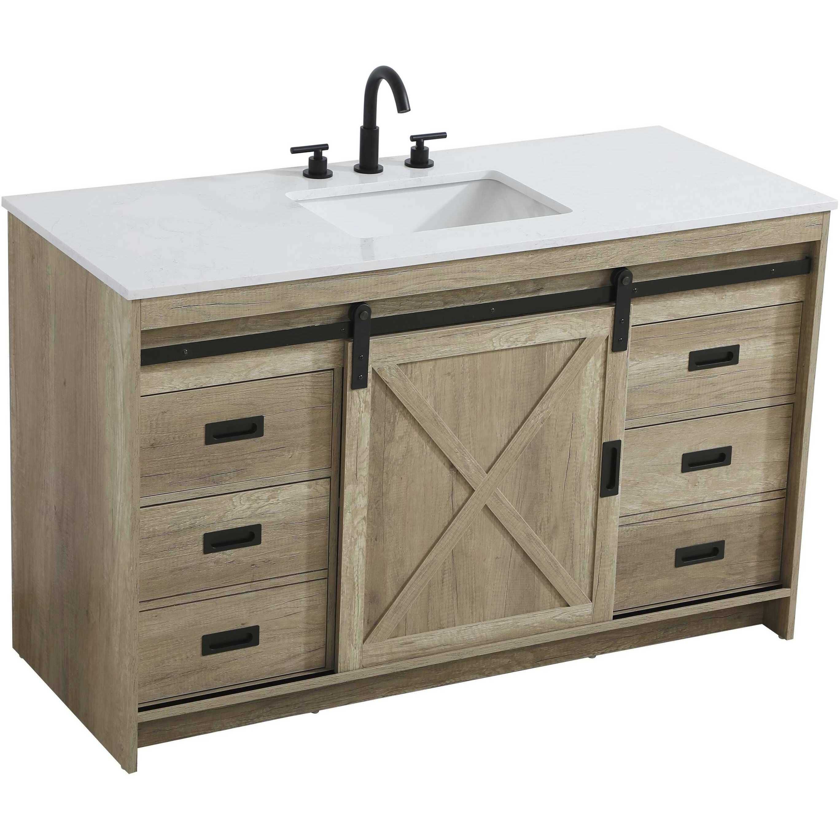 Austin 54 X 34 inch Natural Oak Bathroom Vanity Cabinet