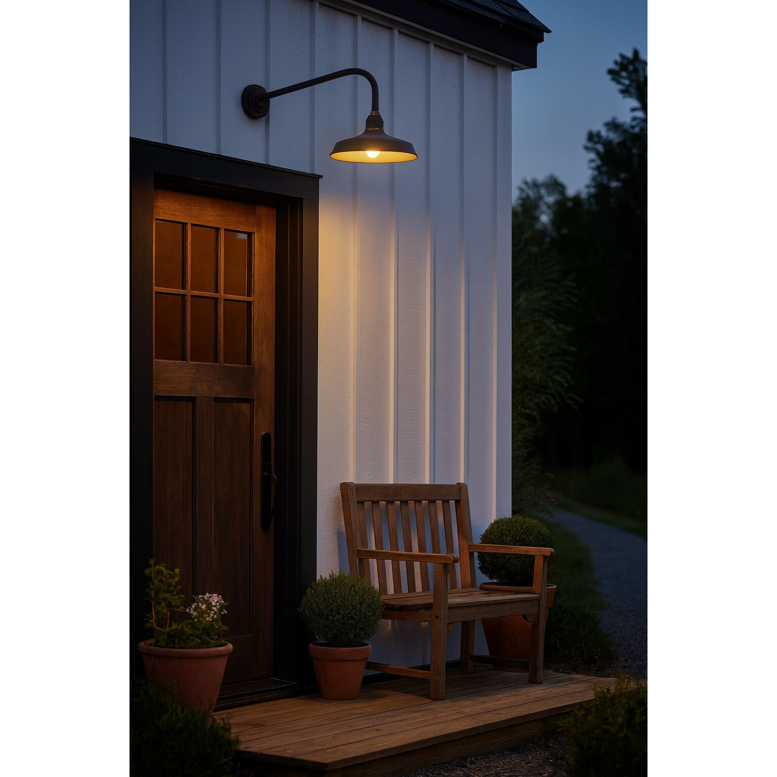 Foundry Classic Outdoor Barn Light in Textured Black, Straight Arm