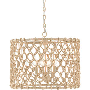 Chesapeake 4 Light 21 inch Beige/Smokewood/Natural Rope Drum Chandelier Ceiling Light