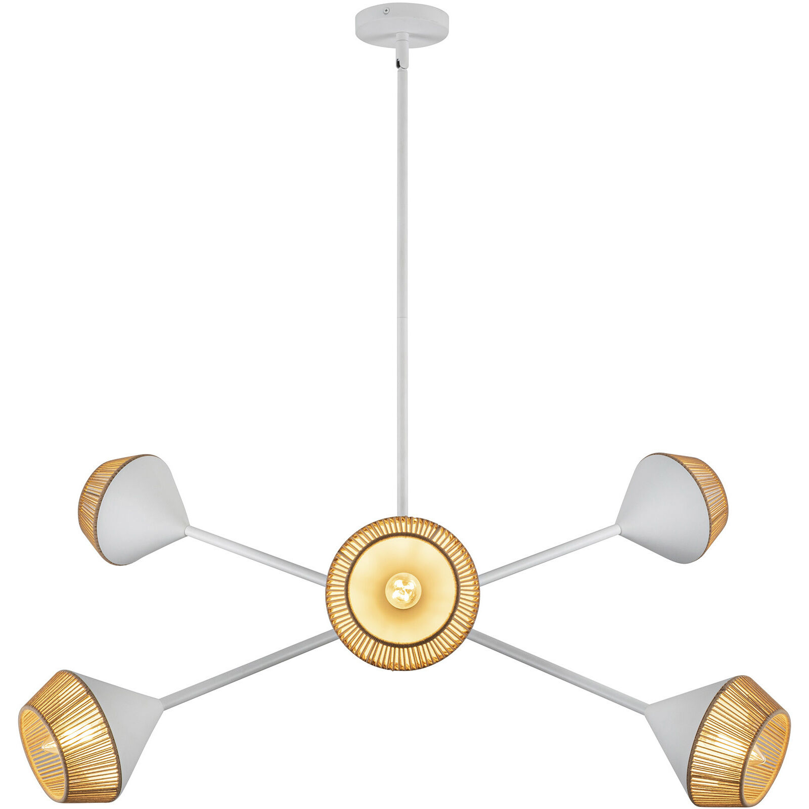 Alora Mood Daphne 6 Light 37.5 inch White/Brown Cotton Rope Chandelier Ceiling Light in White and Brown Cotton Rope