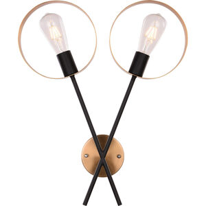 Canada 2 Light 4 inch Black/Gold Wall Sconce Wall Light