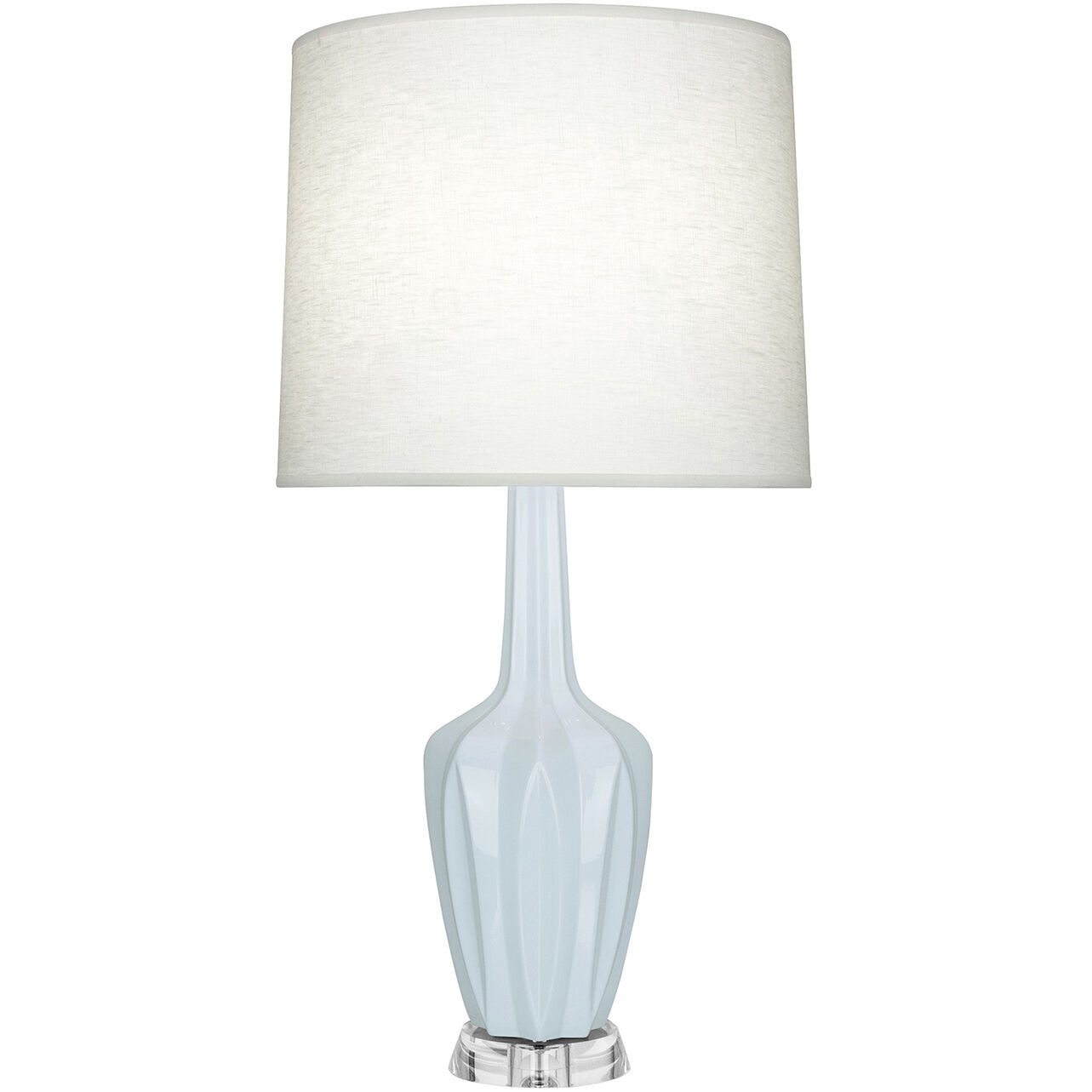 Small Emma 30 inch 150 watt Baby Blue Glazed Ceramic with Polished Nickel and Lucite Accent Lamp Portable Light