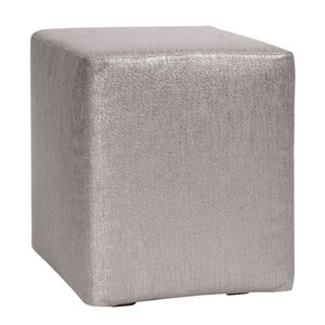 Universal Glam Pewter Cube Ottoman Replacement Slipcover, Ottoman Not Included