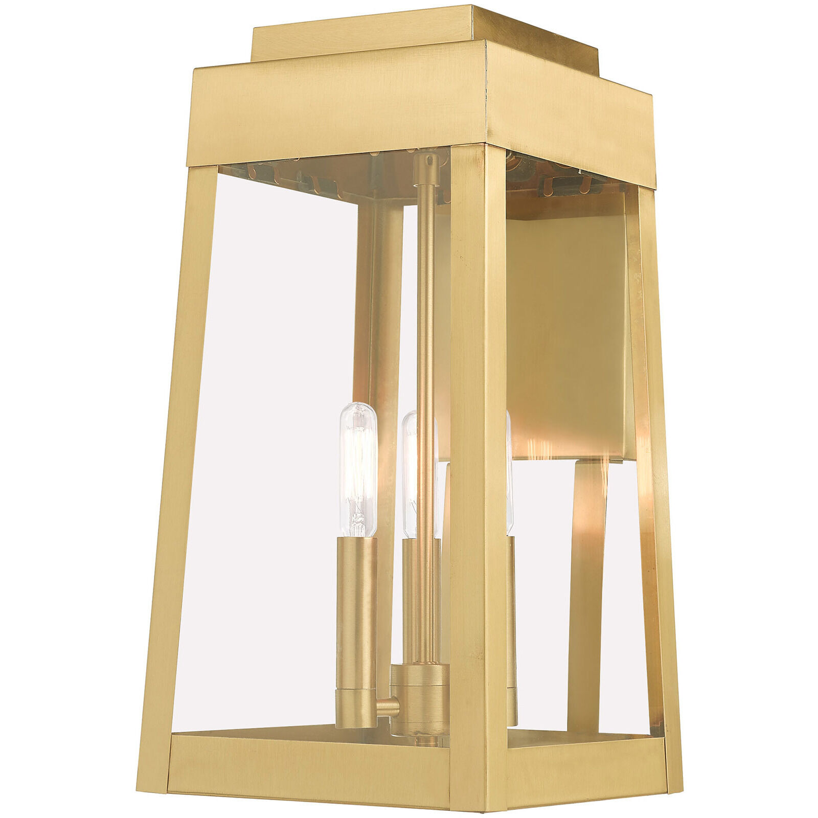 Oslo 3 Light 16 inch Satin Brass Outdoor Wall Lantern