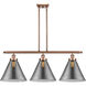 Ballston X-Large Cone 3 Light 36 inch Antique Copper Island Light Ceiling Light in Plated Smoke Glass