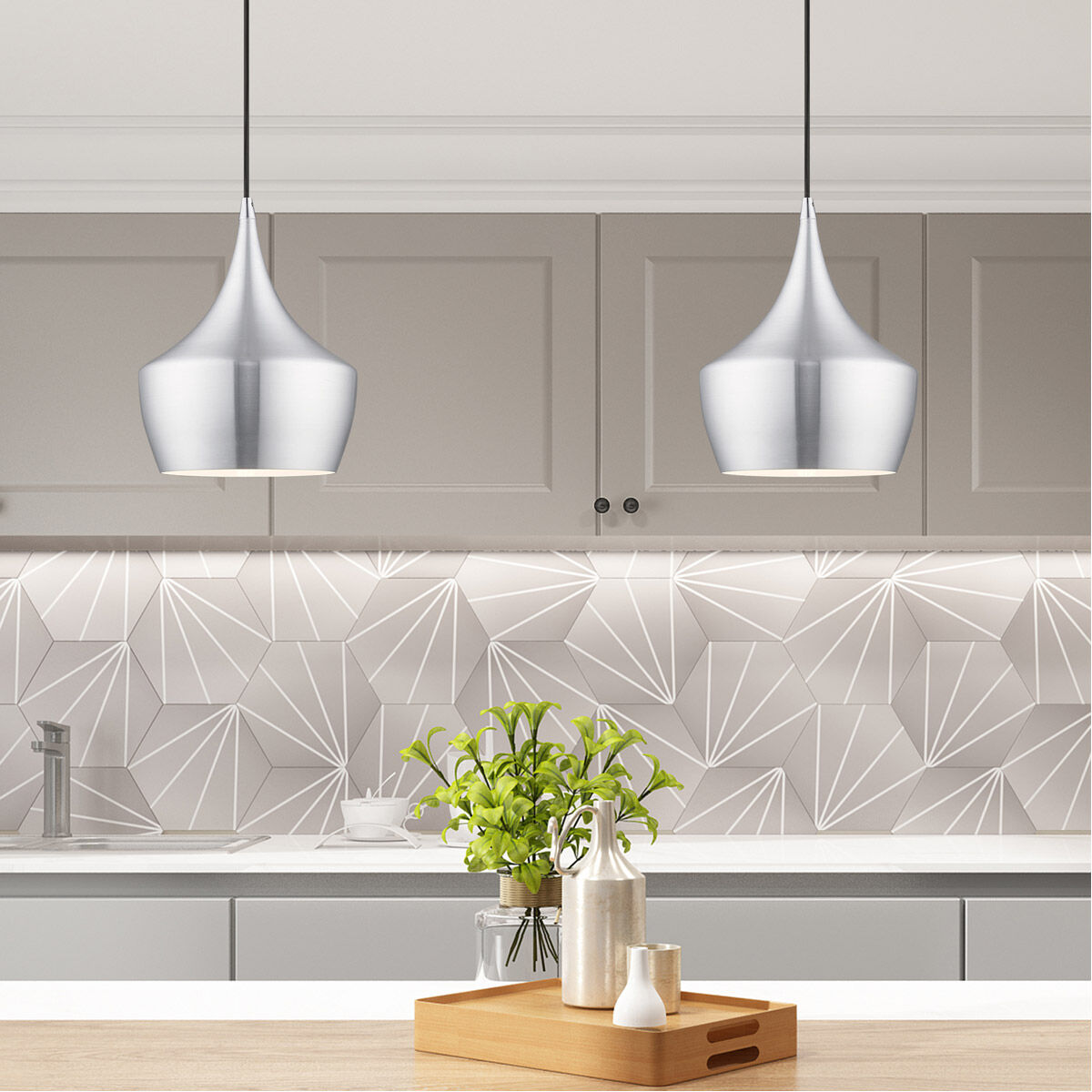 Allison 1 Light 10 inch Brushed Aluminum Mini Pendant Ceiling Light