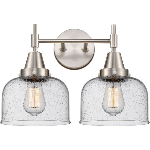 Caden 2 Light 17 inch Satin Nickel Bath Vanity Light Wall Light in Seedy Glass