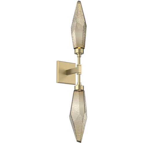 Rock Crystal LED 4.5 inch Gilded Brass Indoor Sconce Wall Light in 3000K LED, Chilled Bronze, Double