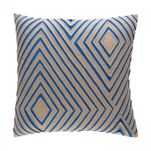Denmark 22 X 22 inch Bright Blue and Camel Pillow