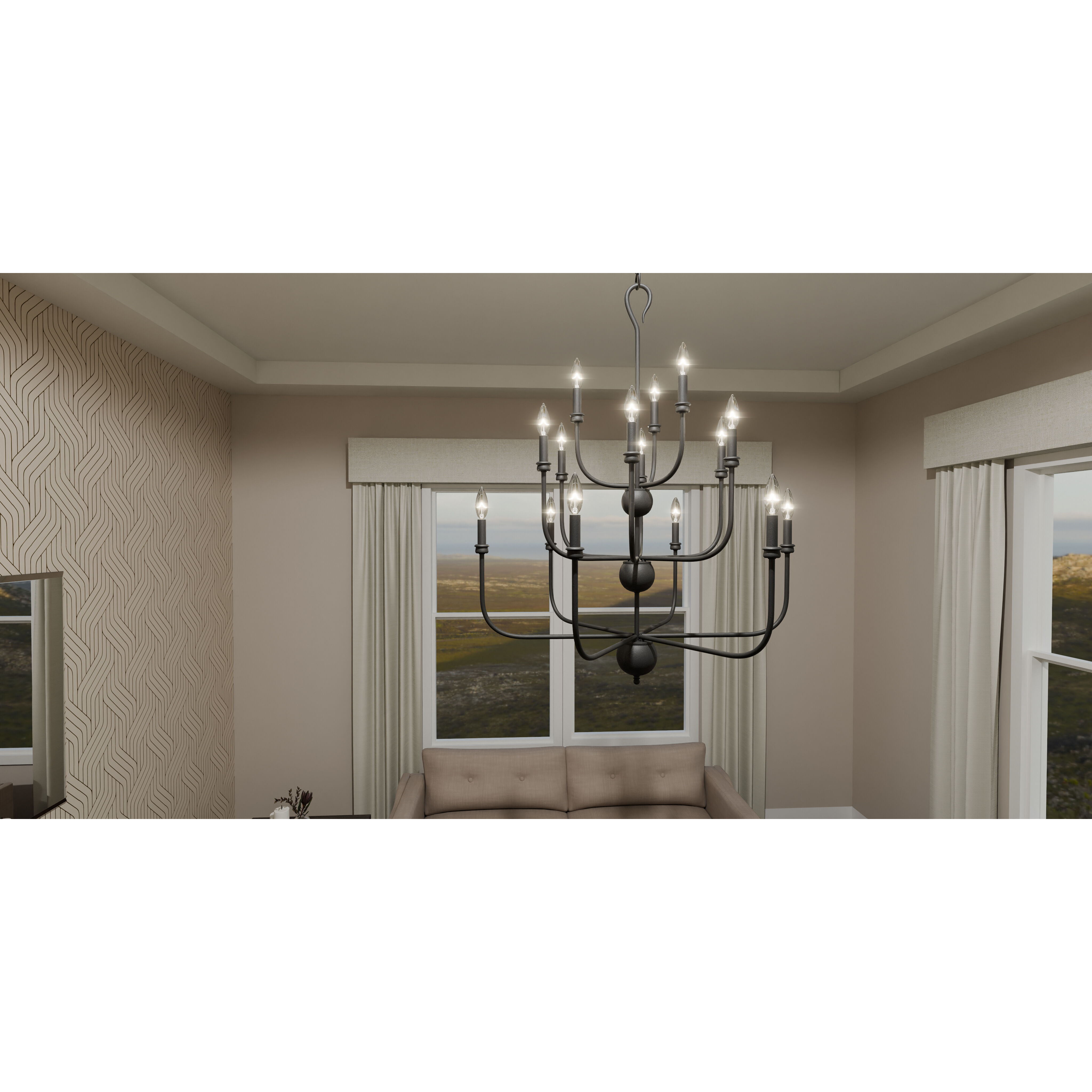 Blanche 15 Light 32 inch Matte Black Chandelier Ceiling Light