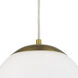 Gaze 1 Light 10 inch Satin Brass Pendant Ceiling Light in White Frosted Glass
