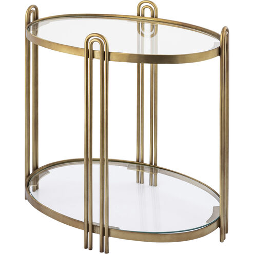 Arch 26 X 23 inch Aged Brass and Clear Accent Table