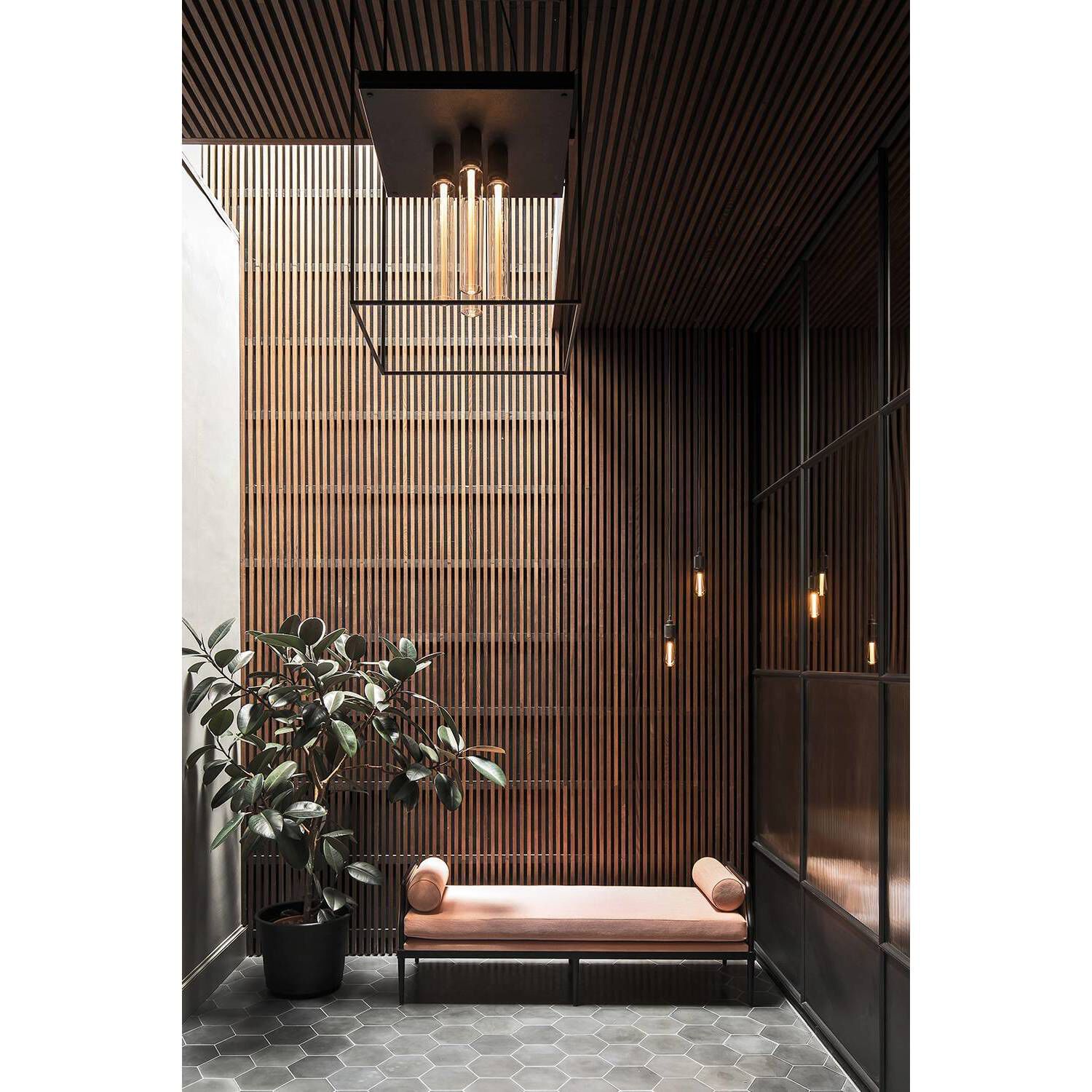 Caged 4 Light 19.69 inch Black Marble Semi-Flush Mount Ceiling Light