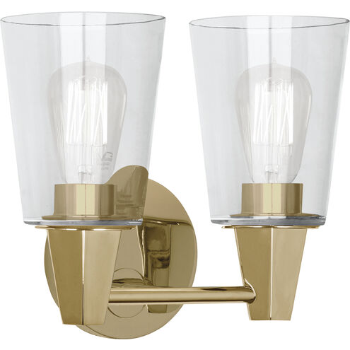 Wheatley 2 Light 11 inch Modern Brass Wall Sconce Wall Light in Clear Glass
