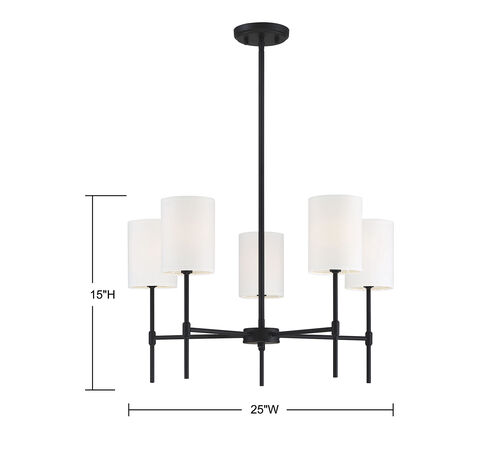Traditional 5 Light 25 inch Matte Black Chandelier Ceiling Light