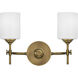 Aria 2 Light 15 inch Weathered Brass Bath Light Wall Light