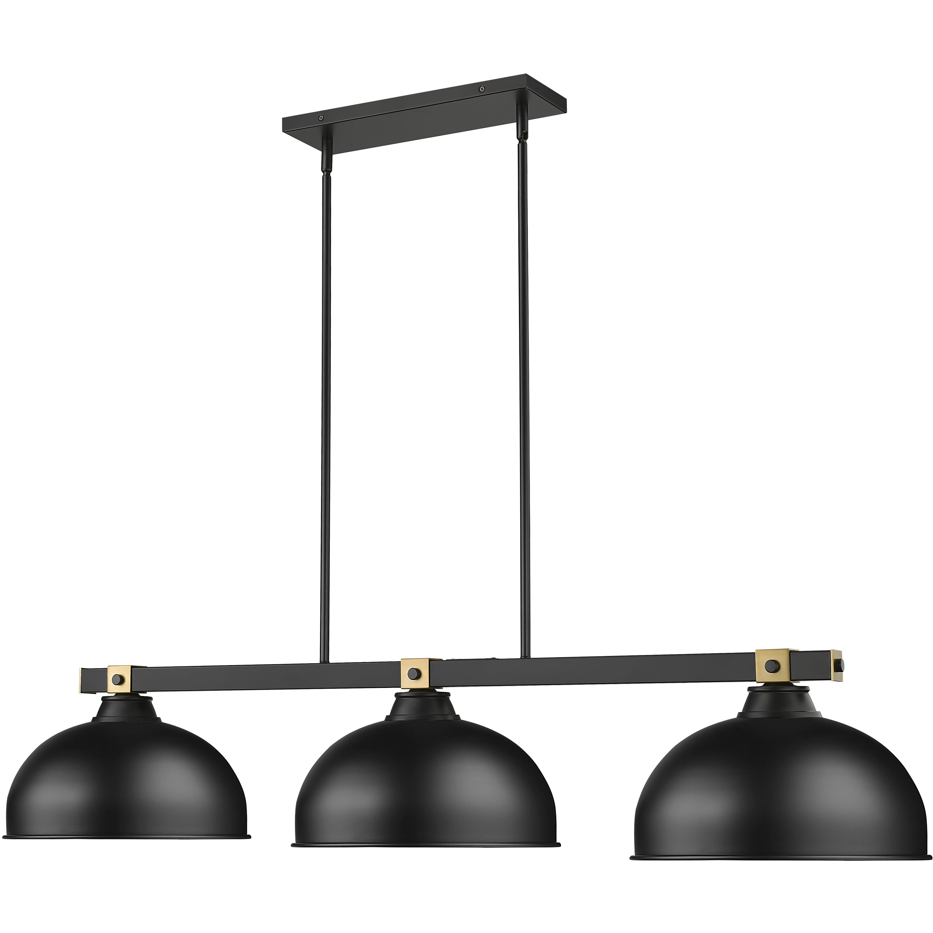 Bronte 3 Light 51.75 inch Matte Black and Rubbed Brass Billiard Light Ceiling Light