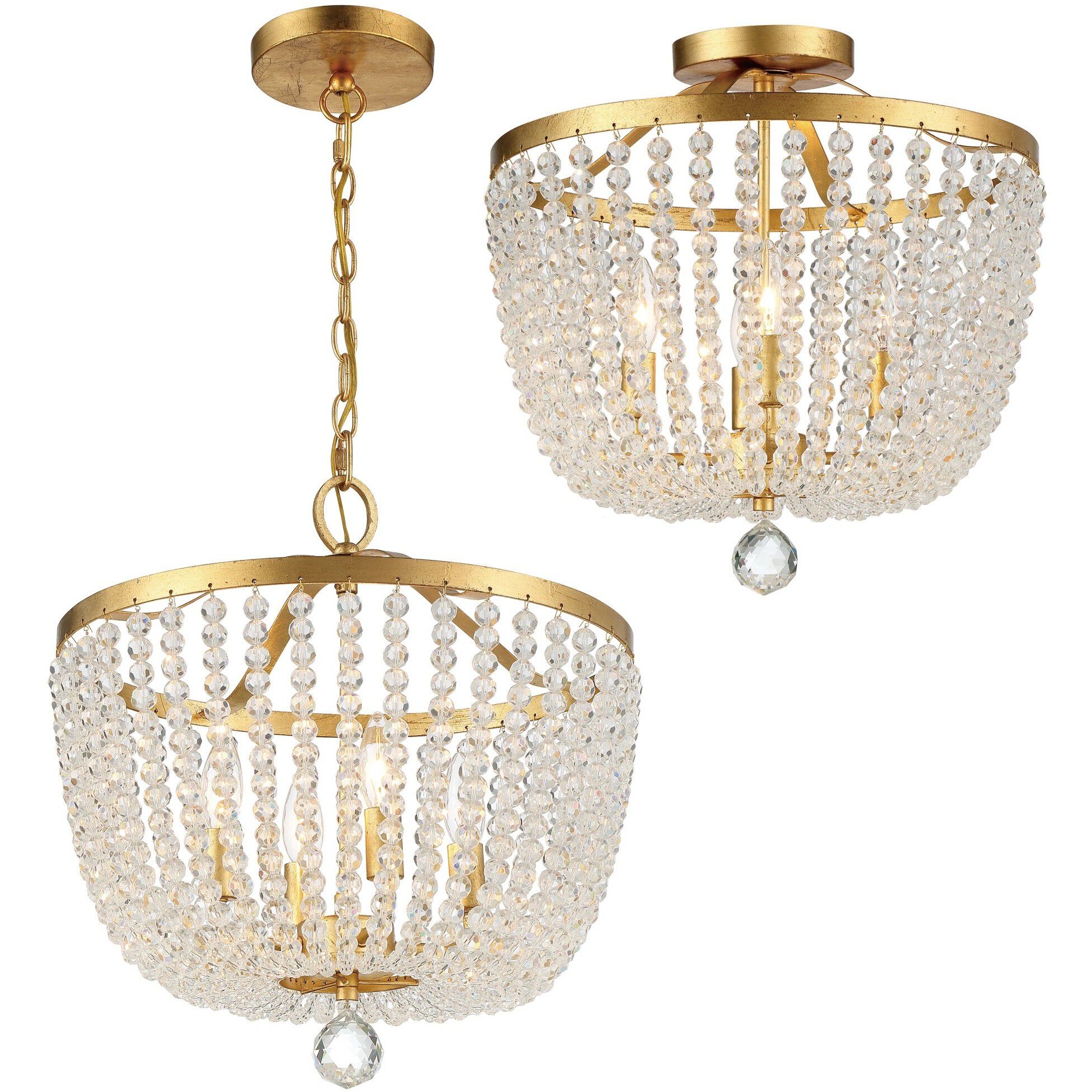 Rylee 4 Light 16.5 inch Antique Gold Semi Flush Ceiling Light