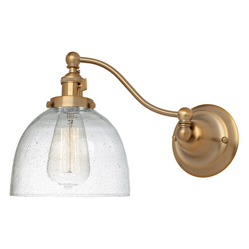 Soho Madison 14 inch 100 watt Satin Brass Swing Arm Wall Sconce Wall Light in Clear Bubble Glass, 5, Rubbed Brass, Half Swing