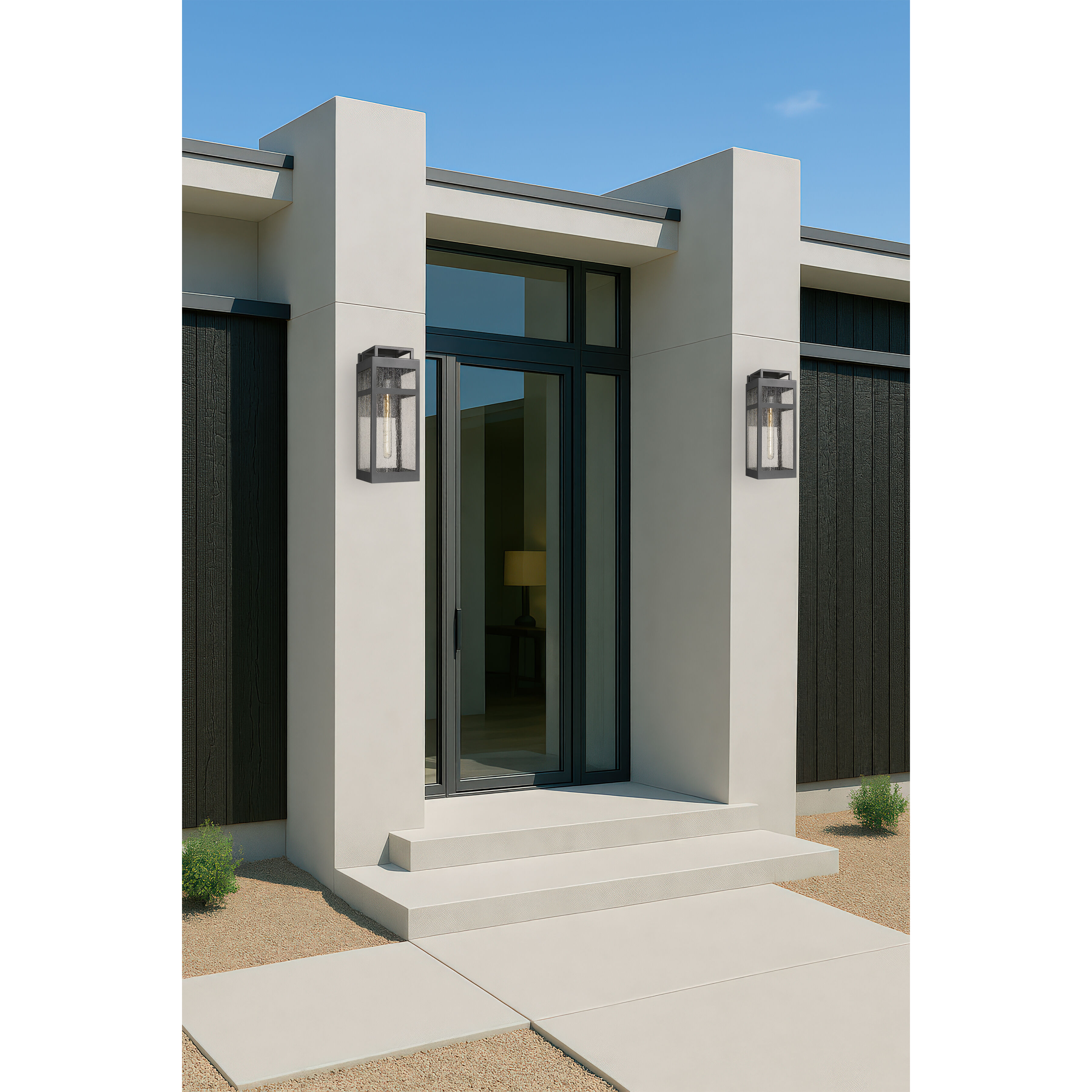 Ridgeway 1 Light 17.88 inch Matte Black Outdoor Sconce in Seedy Glass