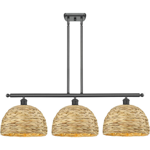 Woven Rattan Island Light Ceiling Light in Matte Black
