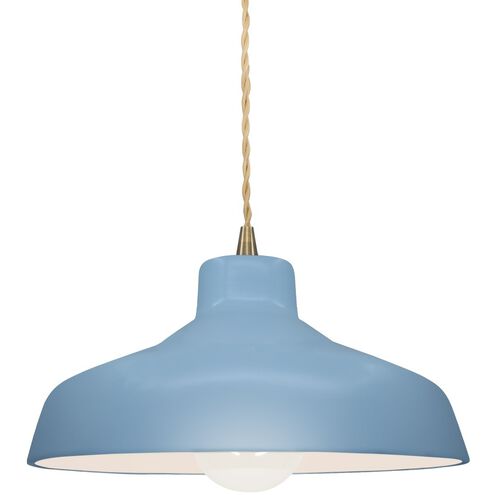 Radiance 1 Light 11.5 inch Sky Blue and Antique Brass Pendant Ceiling Light