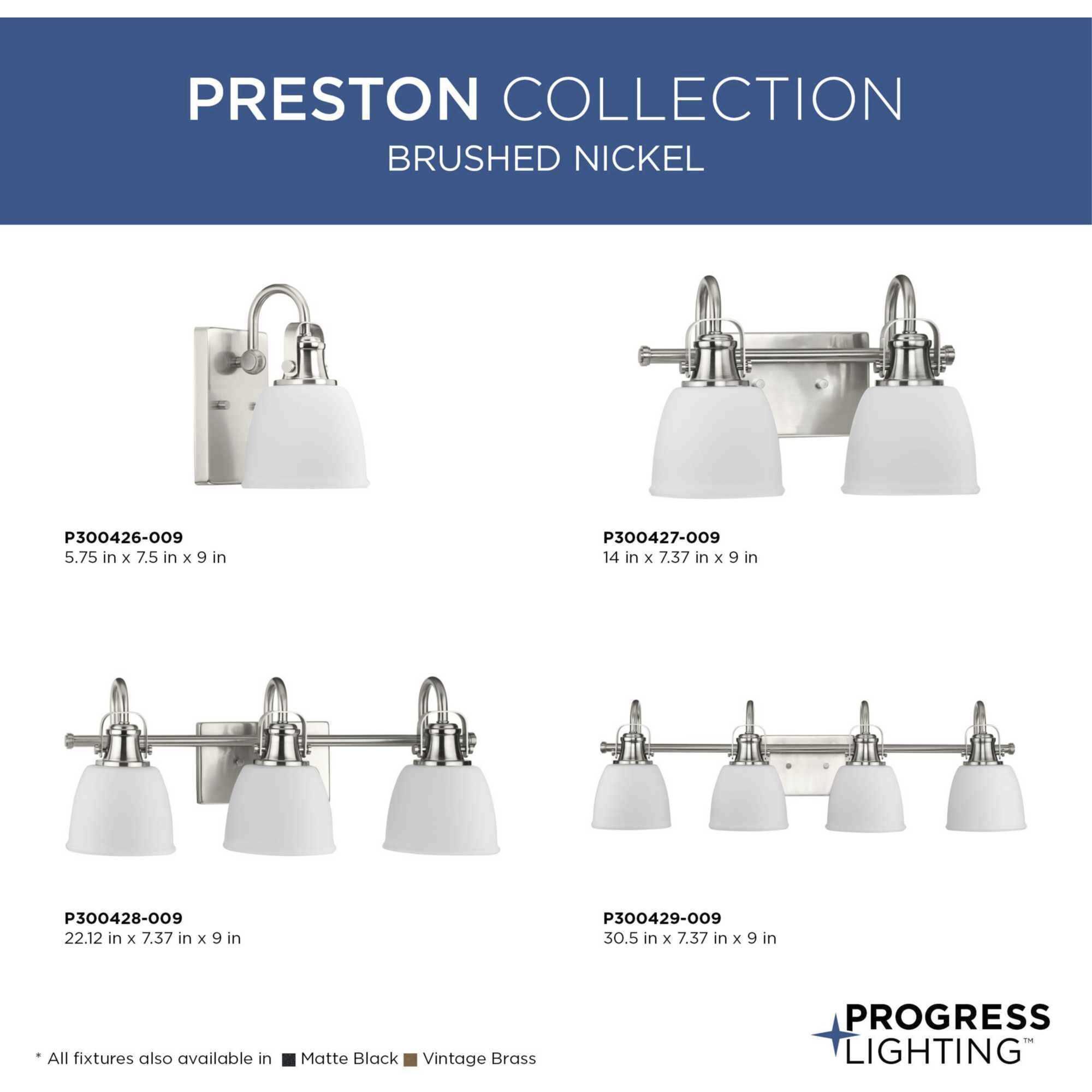Preston 3 Light 22.12 inch Brushed Nickel Vanity Light Wall Light