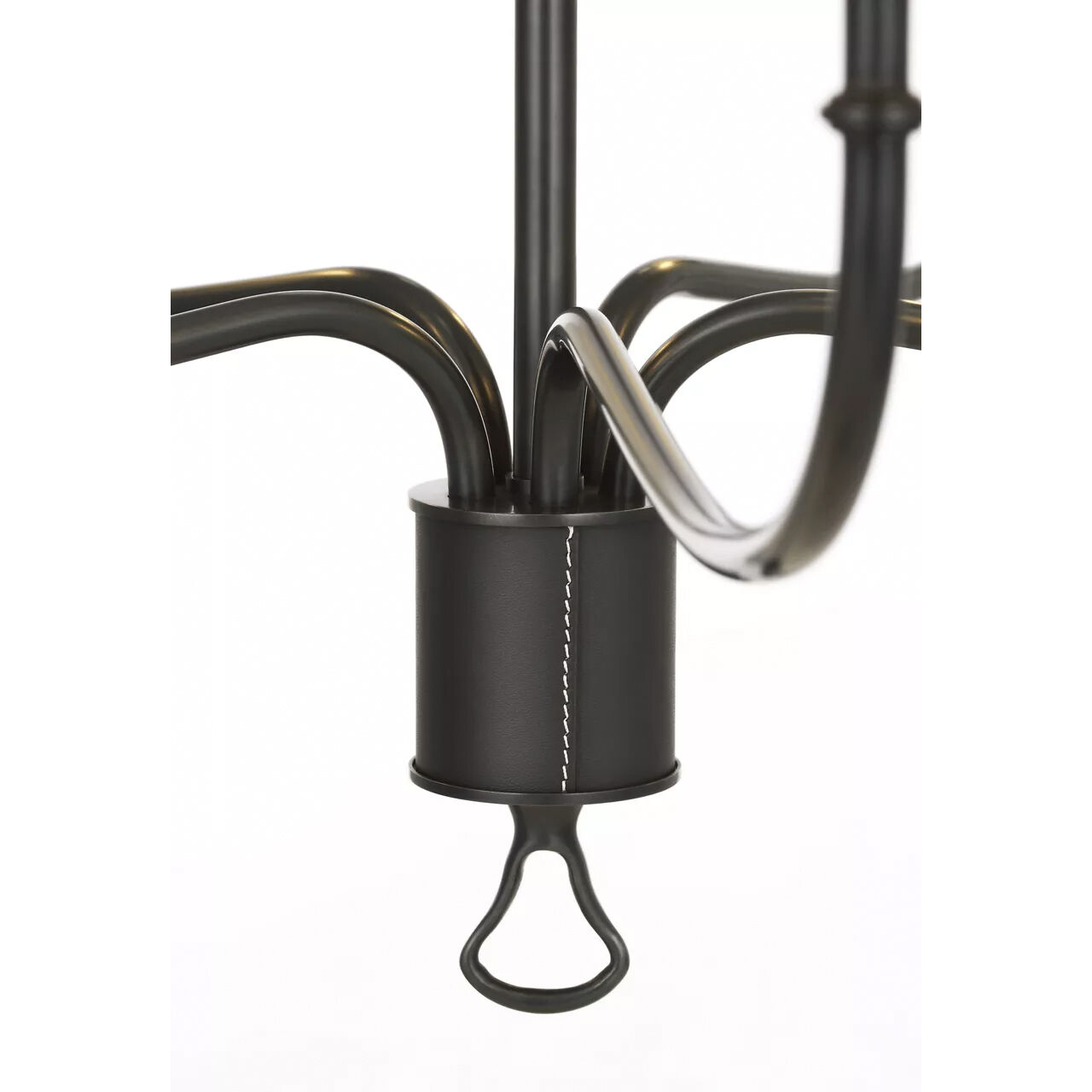 Amber Lewis Griffin LED 31 inch Bronze and Chocolate Leather Chandelier Ceiling Light