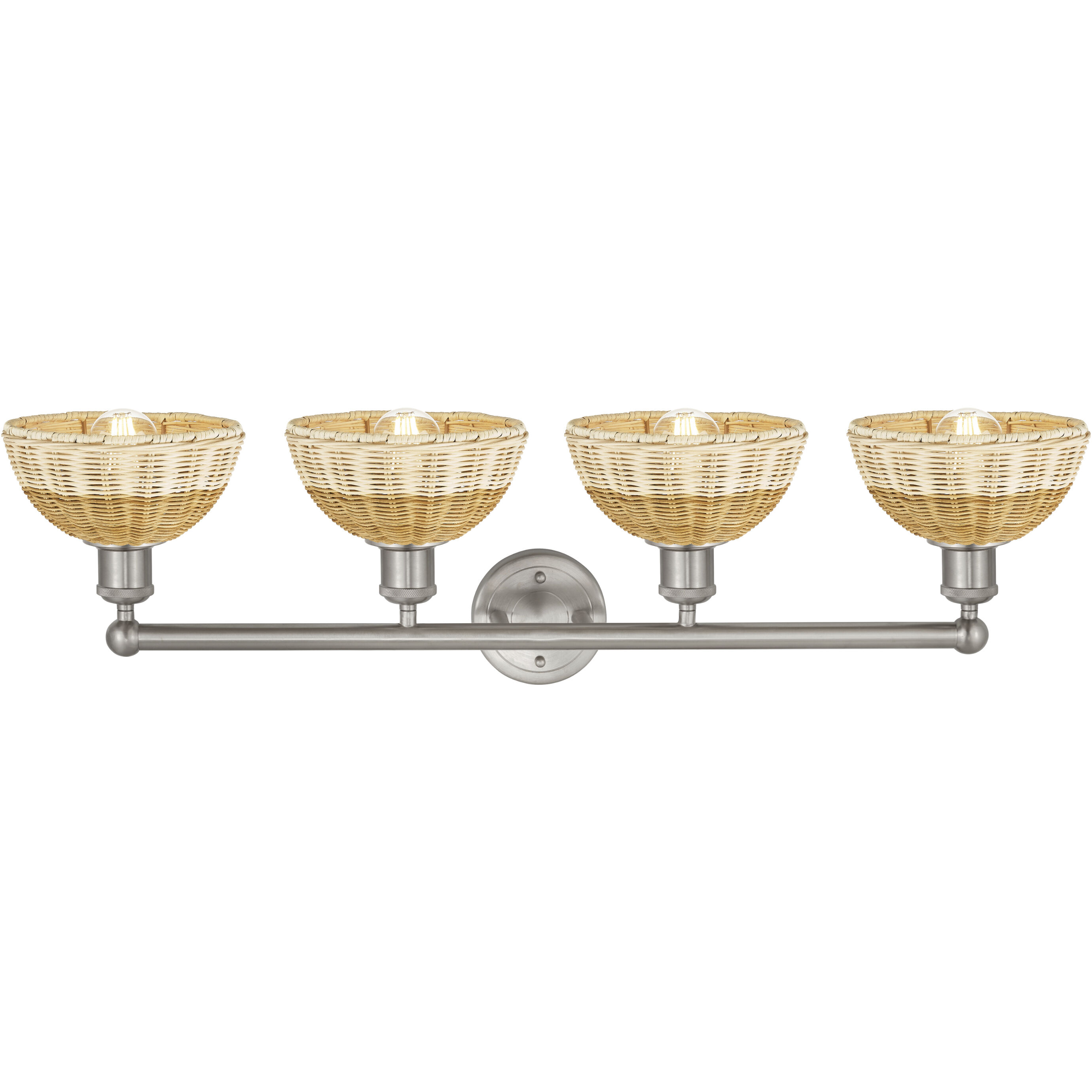 Edison Bristol Natural II 4 Light 35 inch Brushed Satin Nickel Bath Vanity Light Wall Light