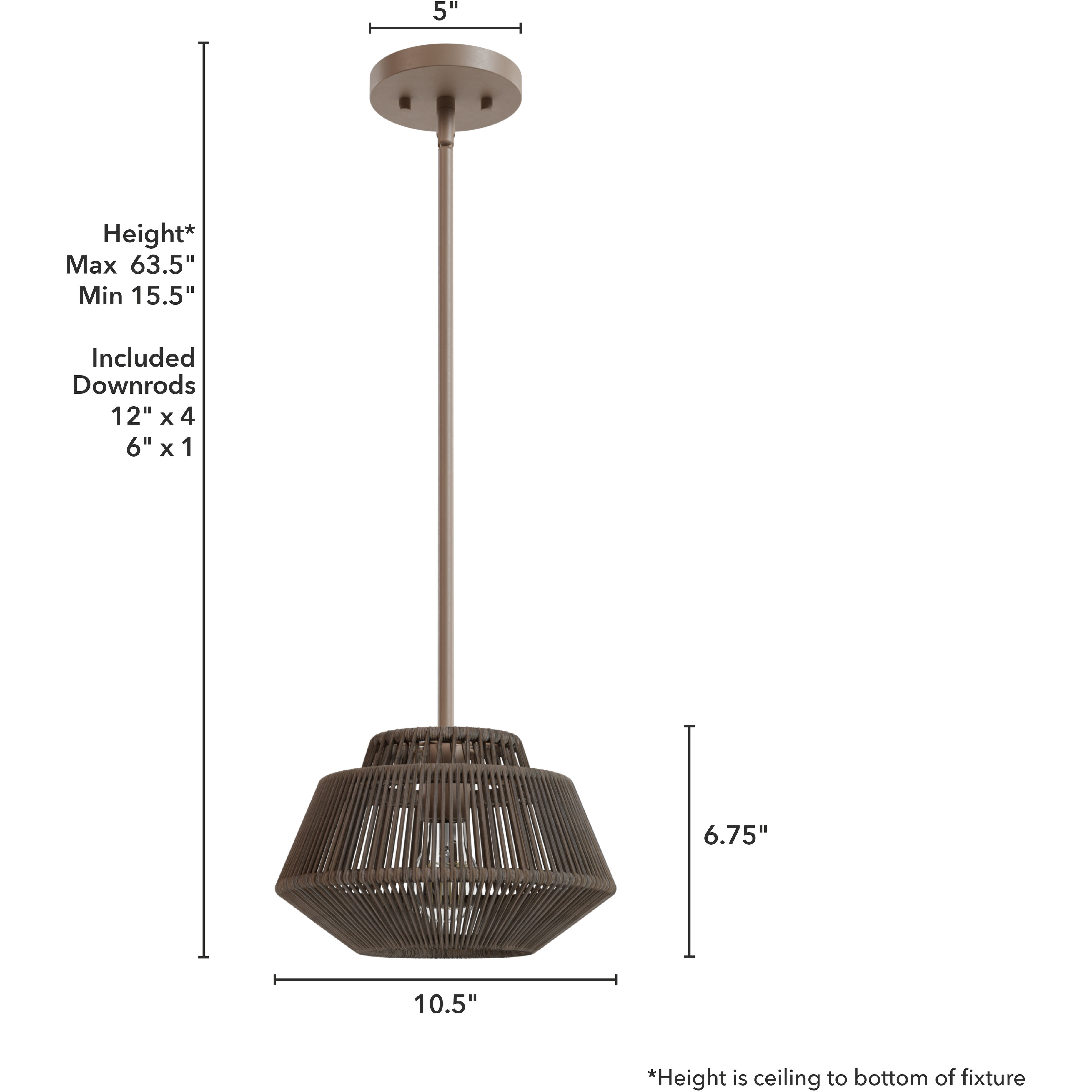 Brookhollow 1 Light 10.5 inch Sable Mini Pendant Ceiling Light