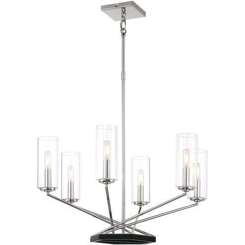 Highland Crossing 6 Light 27 inch Coal/Polished Nickel Chandelier Ceiling Light