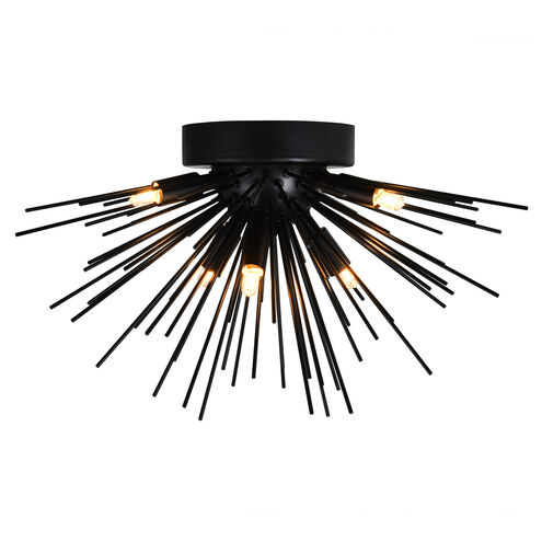 Savannah 6 Light 20 inch Black Flush Mount Ceiling Light
