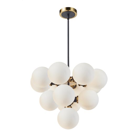 Gem LED 23.22 inch Black and Brushed Brass Chandelier Ceiling Light in White