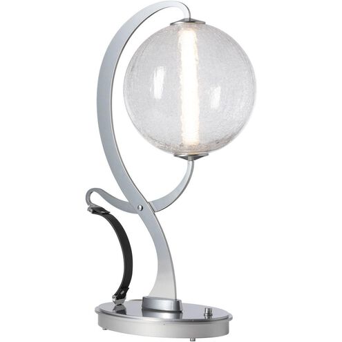 Pression 24.5 inch 4.3 watt Sterling Table Lamp Portable Light in Leather Black, Crackle