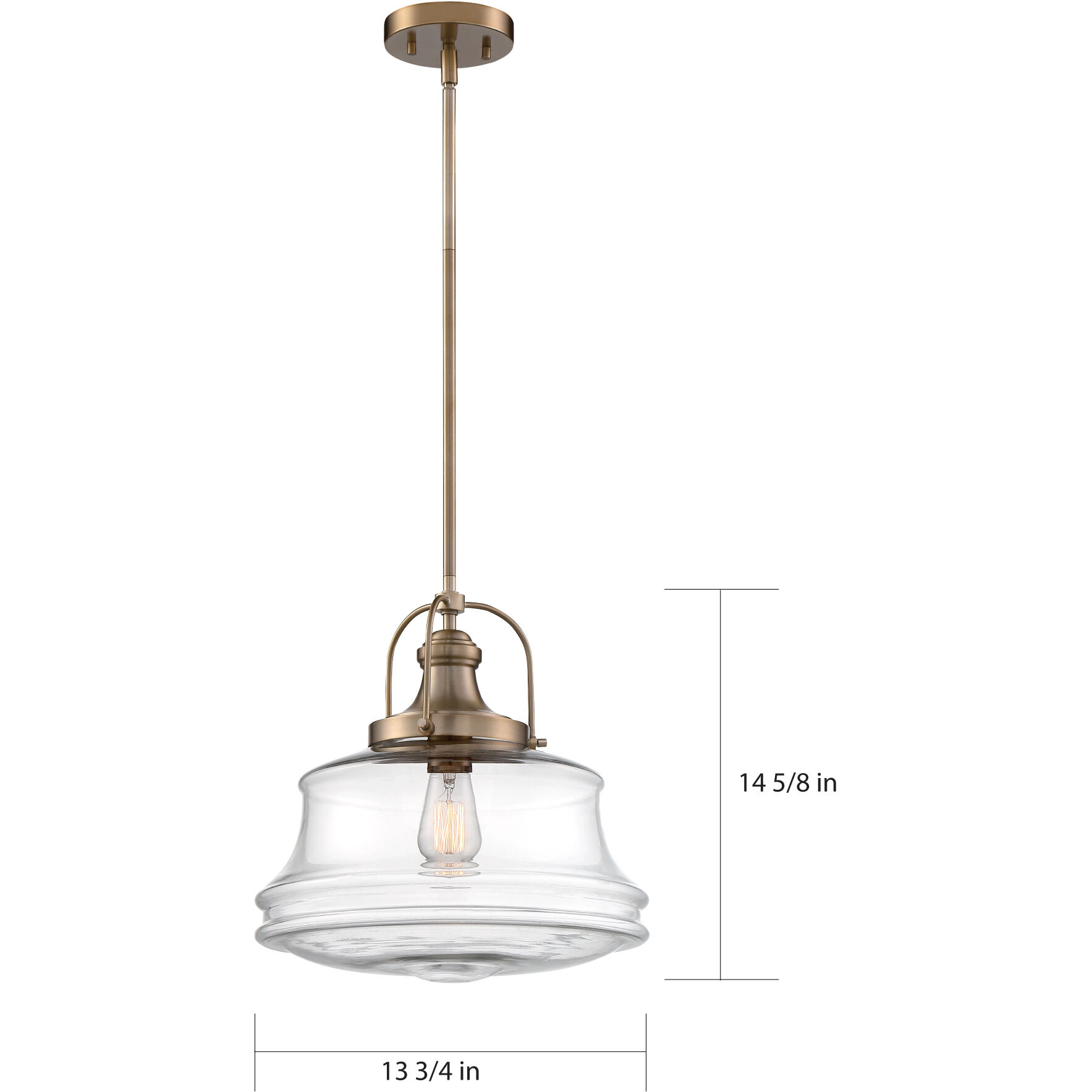 Basel 1 Light 14 inch Burnished Brass and Clear Pendant Ceiling Light