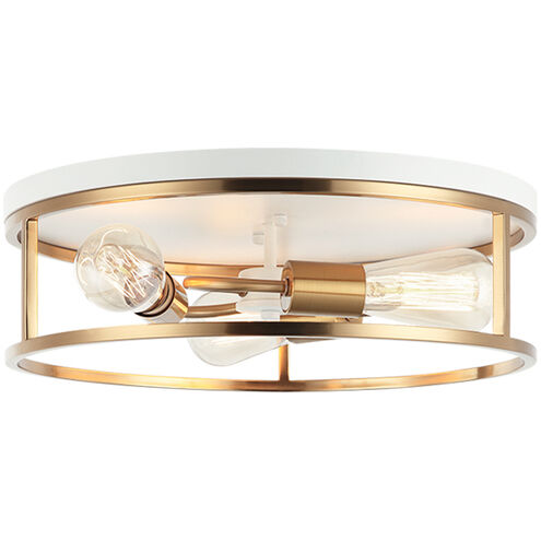 Clarke 3 Light 16 inch White and Aged Gold Brass Flush Mount Ceiling Light