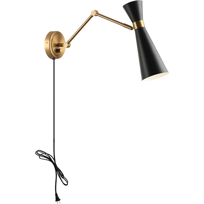 Blaze Wall Sconce Wall Light in Aged Gold Brass and Black