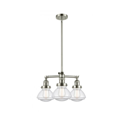 Franklin Restoration Olean 3 Light 19 inch Polished Nickel Chandelier Ceiling Light in Clear Glass, Franklin Restoration