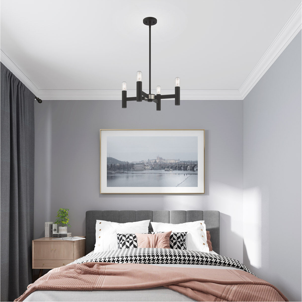 Copenhagen 4 Light 20 inch Black Mini Chandelier Ceiling Light