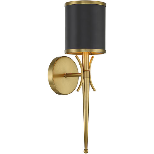 Quincy 1 Light 5.25 inch Black with Warm Brass Accents Wall Sconce Wall Light