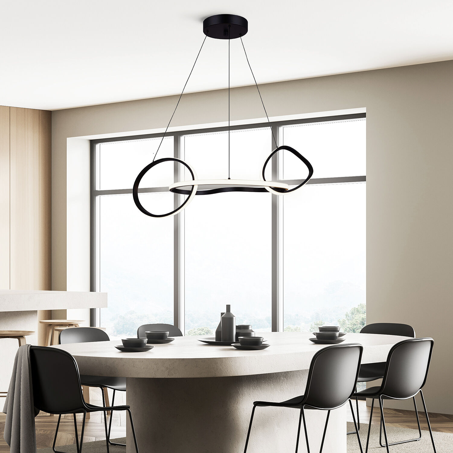 Zuri LED 33 inch Matte Black Chandelier Ceiling Light