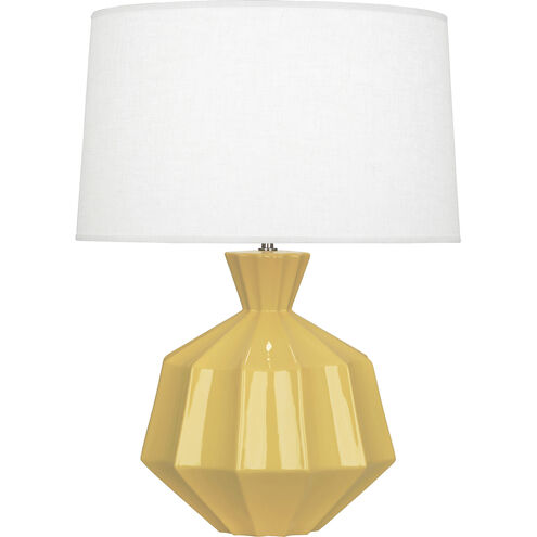 Orion 27 inch 150.00 watt Sunset Yellow Table Lamp Portable Light, Polished Nickel Accents