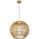 Berkshire 1 Light 19.25 inch Tan Metal with Camel Rattan Pendant Ceiling Light