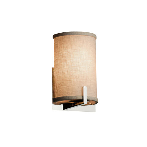 Textile Wall Sconce Wall Light in Polished Chrome, Cream, Incandescent