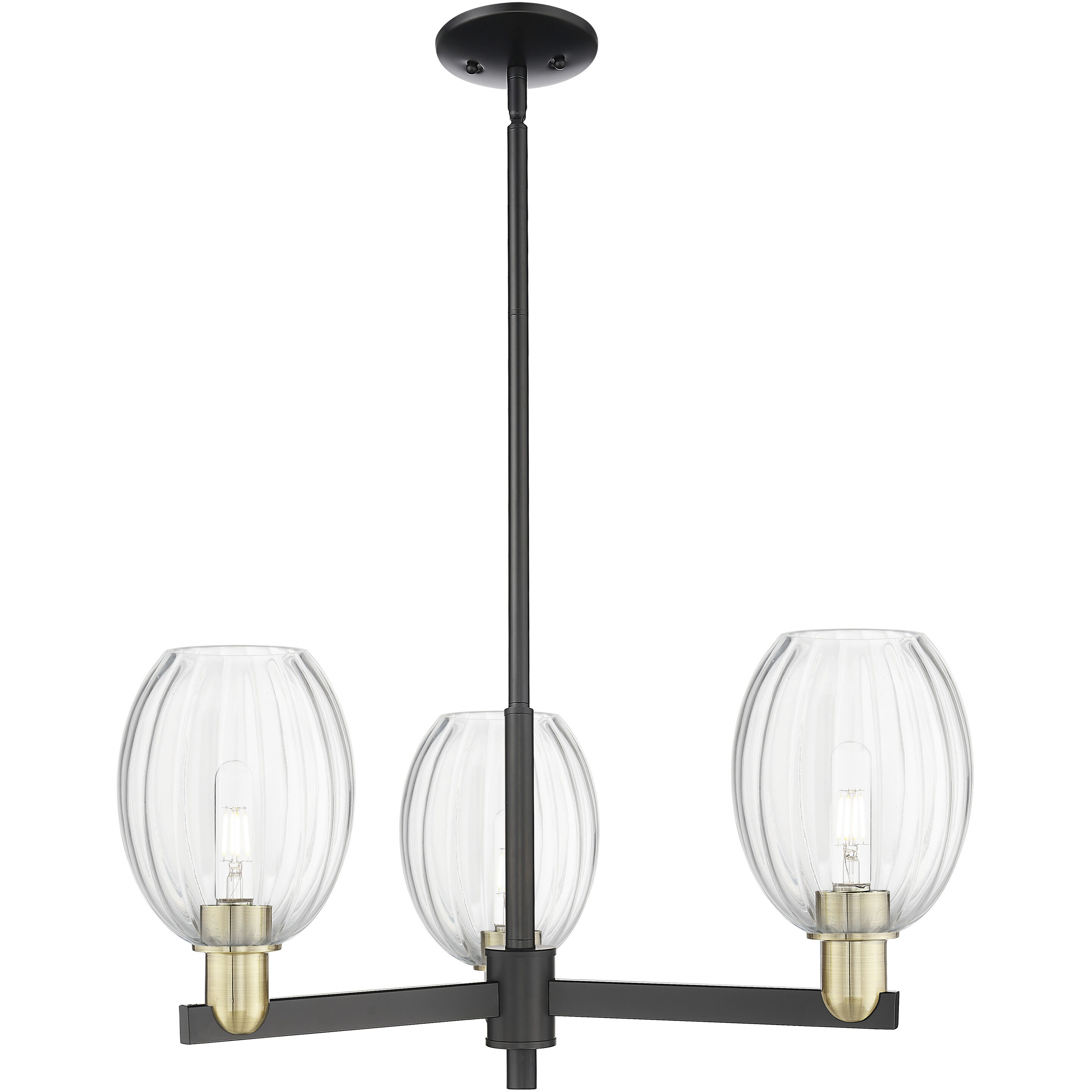 Preston 3 Light 17.63 inch Black Antique Brass Chandelier Ceiling Light in Clear Glass