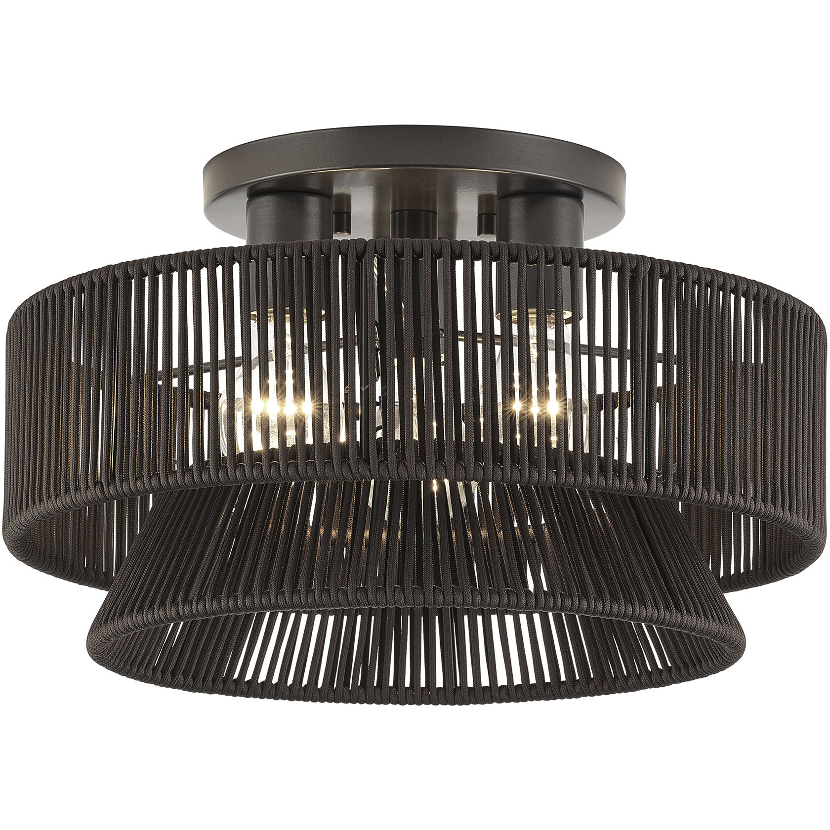 Florell 3 Light 15 inch English Bronze Semi Flush Mount Ceiling Light, Large