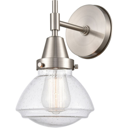 Caden 1 Light 7 inch Satin Nickel Sconce Wall Light in Seedy Glass