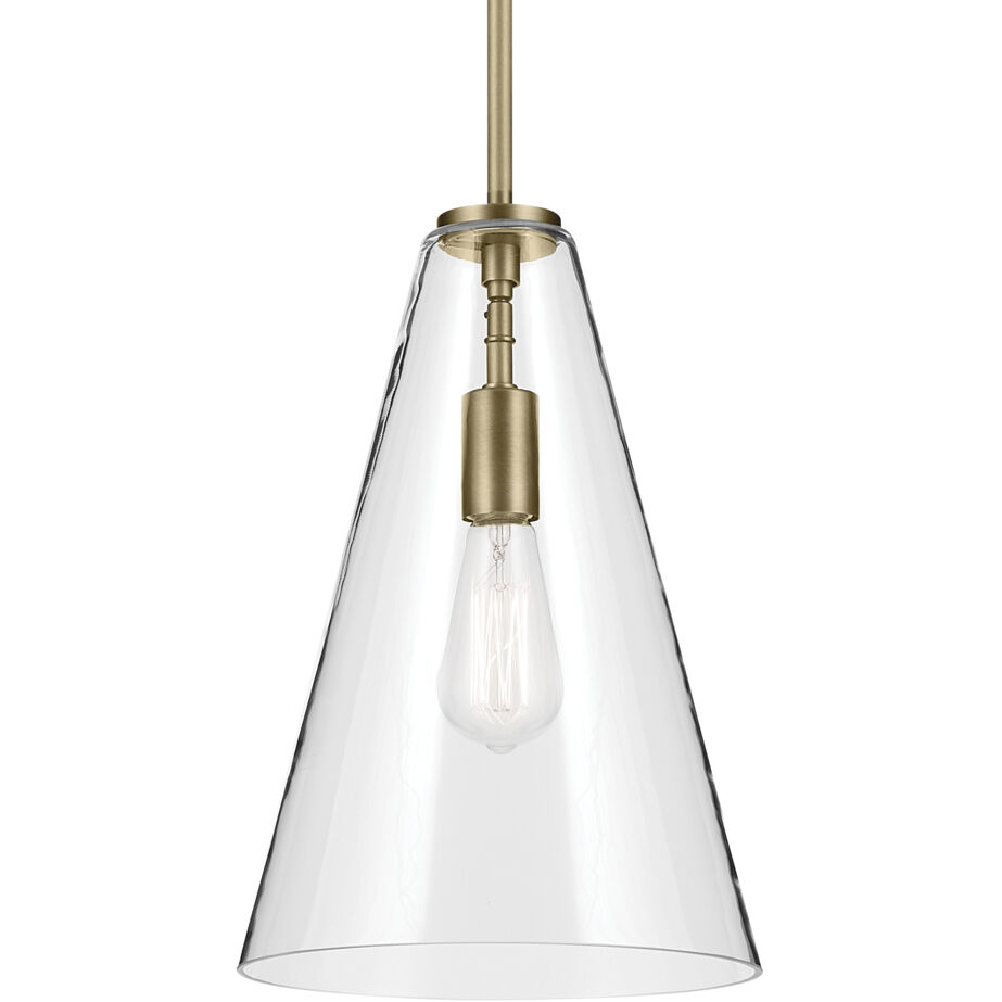 Everly 1 Light Natural Brass Pendant Ceiling Light in Clear